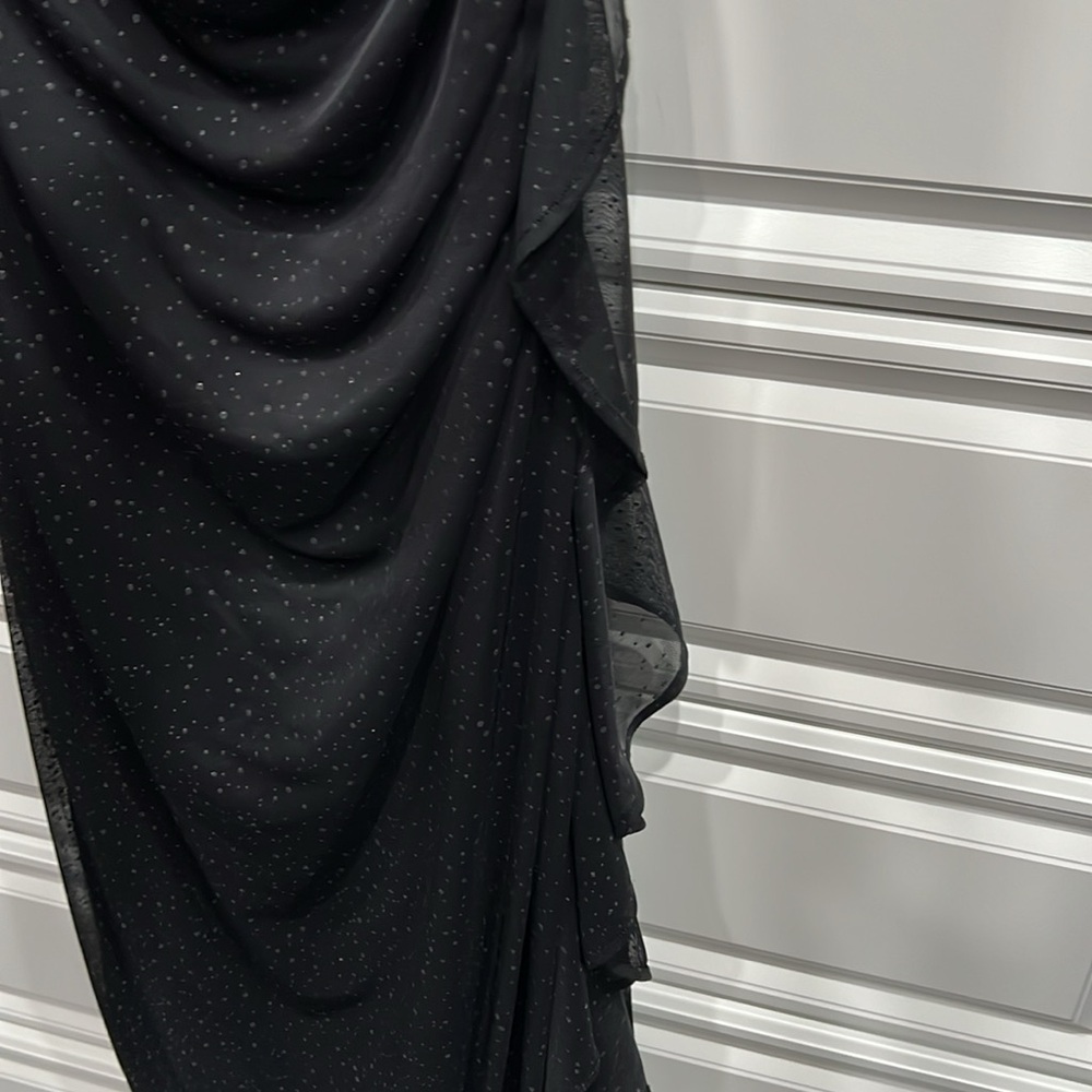 Connected appeal black dress 1 shoulder size 12 little shimmer Good Condition - Picture 5 of 10